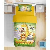 Animals Jungle Safari World 3D Dijital Baskılı Tek Kişilik Nevresim Takımı (Turuncu)