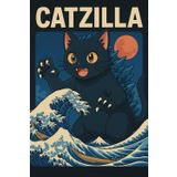 Anime Catzilla Wave Art Notebook: Japanese Art Inspired Funny Cat for All Ages: Bold cover for cat lovers, manga readers, and kaiju fans—use it as a journal, sketchbook, or daily planner.