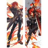 Anime - Gensgin Impact - Diluc Desenli Sarılma Yastığı Kılıfı - 50 x 140
