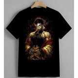Anime Kiz Altin Kostum Fantezi Baskılı Unisex Oversize Tişört Siyah - XL