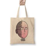 Anime Manga One Punch Man Ok Bez Çanta Uzun Saplı - Açık Bej - 40 X 40