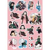 Anime Marketi Demon Slayer Karakterleri Temalı Sticker Seti Ajanda Laptop Telefon Sticker Seti 18 Adet