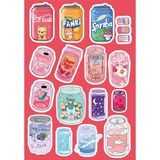 Anime Marketi Estetik Cute Içecekler Sticker Seti Ajanda Telefon Laptop Sticker Seti 16 Adet