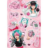 Anime Marketi Estetik Pembe Aşko Kuşko Sticker Seti - Ajanda - Telefon - Laptop Sticker Seti 16 Adet