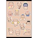 Anime Marketi Tatlı Ayılar Sticker Seti - Ajanda - Laptop - Telefon Sticker Seti 14 Adet