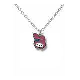 Anime Melody & Kuromi Pembe Figürlü Unisex Kolye – 60 Cm Zamak Kaplama Sevimli Karakter Takısı