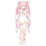 Anime Miku Hatsune Sakura Desenli Tasarım Çift Yön Baskılı Sarılma Yastığı Kılıfı - 50 x 140