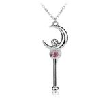 Anime Sailor Diamond Anahtar Pembe Taş Zincirli Kolye