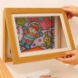 Animokids Çocuk Resim Sanat Çerçevesi – Mıknatıslı Kapaklı, Duvara Asılabilir, Etkinlik Sergileme Çerçevesi, Çocuk Çizimleri için Katlanabilir Çerçeve, A4 (Ahşap)