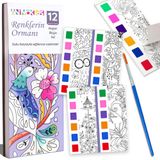 Animokids Renk Paletli Sulu Boya Kitabı + Fırça, 12 Sayfa Boyama Kitabı, Aktivite Boyama Seti, Çocuklar için Yeni Nesil Sulu Boya Defteri (Renklerin Ormanı)