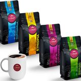 Anisah Coffee Kupa Hediyeli Filtre Kahve Seti | 4x250gr | Chemex Öğütme | Guatemala, Ethiopia, Colombia, Brasil