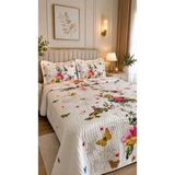 Anka Baskılı Kapitoneli Çift Kişilik Yatak Örtüsü - Çok Renkli - 235 x 250 cm