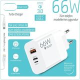 Anka Cep Cep Telefonu Aksesuarları Apple Iphone 13 Pro Uyumlu SG90 66W Usb+Pd+Ligtning Girişli Turbo Şarj Aleti - Beyaz