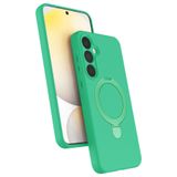 anka cep cep telefonu aksesuarları Samsung Galaxy A55 5G ile Uyumlu Yeşil Regal Mgsafe Standlı Silikon Kapak, Regal-Samsung A55 5G