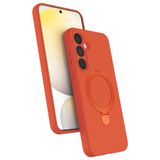 anka cep cep telefonu aksesuarları Samsung ile Uyumlu Galaxy A55 5G Turuncu Regal Mgsafe Standlı Silikon Kapak, Regal-Samsung A55 5G