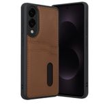 anka cep cep telefonu aksesuarları Samsung ile Uyumlu Galaxy S25 Edge Taba Renk Kartvizitli Deri Kapak Kılıf, Sara-Samsung S25 Edge Kılıf