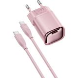 Anka Cep Cep Telefonu Aksesuarları Vestel Venus V3 5580 Uyumlu 30W Type-C To Type-C Kalblolu Renkli Şarj Aleti - Pembe