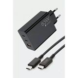 Anka Cep Cep Telefonu Aksesuarları Vestel Venus Z20 Uyumlu 65W USB + Pd + Pd Girişli Fast Type-C Şarj Aleti SG88 - Siyah