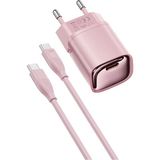 Anka Cep Cep Telefonu Aksesuarları Vestel Venus Z30 Uyumlu 30W Type-C To Type-C Kalblolu Renkli Şarj Aleti - Pembe