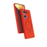 anka cep cep telefonu aksesuarları Xiaomi Redmi Note 13 Pro 4G ile Uyumlu Turuncu Manyetik Standlı Silikon Kılıf, Regal-Redmi Note 13 Pro 4G