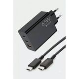 Anka Cep Cep Telefonu Aksesuarları Xiaomi Redmi Note 8t Uyumlu 65W USB + Pd + Pd Girişli Fast Type-C Şarj Aleti SG88 - Siyah