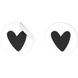 Anka Design Kuşe Sticker (4X4CM) 36 Adet - Siyah Kalp -