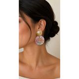ANKA JEWELLRY GÜNEŞ DESENLİ PASTEL MERMER DOKULU YAZLIK KADIN TASARIM KÜPE