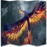 Anka Kuşu Motifli Özel Tasarım Paravan Room Divider 180 x 200 cm - Renkli