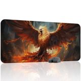 Anka Kuşu Phoenix Desenli Dikişli Kenar Oyuncu Gaming Mouse Pad Kauçuk Kaymaz Taban Mousepad (V5, 90x40 XXL)