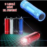 Anka Süper Parlak 9 Ledli Metal Mini El Feneri-Siyah