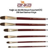 AnkaArt 310 Seri Samur Fırça Seti Yağlı ve Akrilik Boya İçin Yumuşak Kıllı 5 Parça Set
