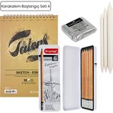 AnkaArt Karakalem Başlangıç Seti 4 A5 50 Yaprak 90g Talens Defter ve Bruynzeel Kalemler