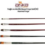 AnkaArt Yağlı ve Akrilik Boya Fırça Seti 12 Karma Fırça