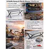 Ankabey06 YERLİ 6 Kişilik Katlanabilir Kamp Masası 110x72 cm – Alüminyum Ayaklı – Galvaniz Sac – 55 Kg Taşıma – Taşıma Çantalı