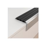 Ankadex Siyah Kaydırmaz Fitilli Mat Eloksal Kaplamalı Alüminyum Merdiven Burun Profili 27 m45mmx30mm