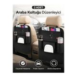Ankaflex 2 Adet Araba Araç Koltuk Arkası Organizer Koltuk Arkası Eşya Düzenleyici Oto Telefon Bardak Tutucu - WA5025