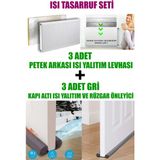 Ankaflex 3 Adet Kalorifer Peteği Arkası Isı Yalıtım Levhası ve 3 Adet Kapı Altı Rüzgar ve Ses Önleyici - Gri