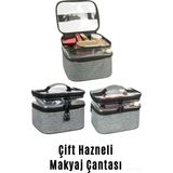 Ankaflex Makyaj Çantası Çift Bölmeli Makyaj Çantası Şeffaf Makyaj Çantası Şeffaf Bölmeli Makyaj Çantası Makyaj Çantası