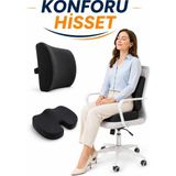 Ankaflex Ortopedik Visco Bel Destek Minderi Ve Coccyx Oturma Simidi Seti - Araç Ofis Koltuk Bel Sırt Yastığı