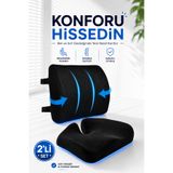 Ankaflex Ortopedik Visco Bel & Kuyruk Sokumu Minderi Seti - Ergonomik Sandalye Araç Koltuk Yastığı Oturma Minderi