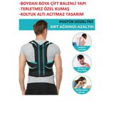 Ankaflex Unisex Siyah Çift Balenli Dik Duruş Kamburluk Önleyici Ortopedik Bel Sırt Omuz Destekleyici Korse