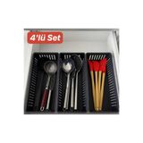 ankahometoys 4'Lü Antrasit Kaşıklık Düzenleyici Çekmece içi Organizer Mutfak Düzenleyici,Dolap Düzenleyici