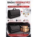 Ankanorm Keçe Bagaj Düzenleyici Çanta + Bagaj Gergi Lastiği Seti | Araç Bagaj Organizer ve Sabitleme Lastiği