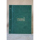ankara menü A4 Deri Menü Kabı - Kabartma Desenli Restoran & Kafe Menü Klasörü - Yeşil
