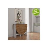 Ankara Orman Pratik Katlanır - Açılır Kapanır Yuvarlak Mutfak Yemek Çalışma Masası - 145 Cm X 90 Cm - %100 Mdf Çam