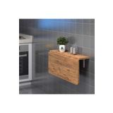 Ankara Orman Ürünleri 90x60 Cm Ahşap Çam Desenli Mdf Oval Köşeli Açılır Kapanır Duvara Monte Raf Masa - Mutfak Masası