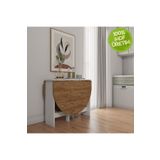 Ankara Orman Ürünleri Pratik Katlanır - Açılır Kapanır Yuvarlak Mutfak Yemek Çalışma Masası - 145 cm x 90 cm - %100 MDF