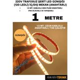 Ankara Teknik 220V Trafosuz Şerit LED Günışığı Renk (120 Ledli). Anahtarlı Arapuar Kablolu/ Tak Çalıştır/ 1 Metre - Gün Işığı