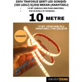 Ankara Teknik 220V Trafosuz Şerit LED Günışığı Renk (120 Ledli). Anahtarlı Arapuar Kablolu/ Tak Çalıştır/ 10 Metre - Gün Işığı