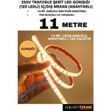 Ankara Teknik 220V Trafosuz Şerit LED Günışığı Renk (120 Ledli). Anahtarlı Arapuar Kablolu/ Tak Çalıştır/ 11 Metre - Gün Işığı